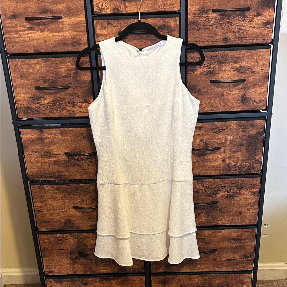 Black Halo White Textured Mini Dress